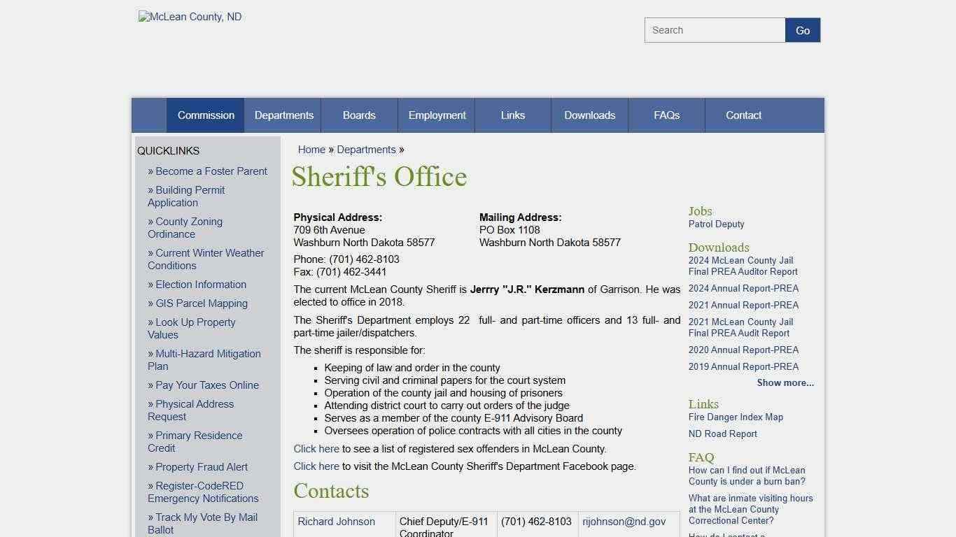 McLean County, North Dakota - Departments